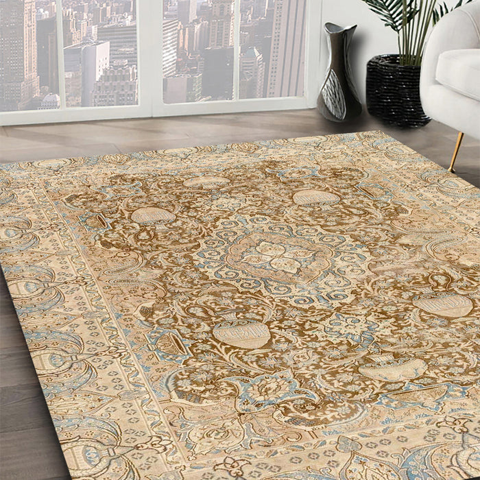 Abstract Orange Brown Modern Rug in Family Room, abs2141