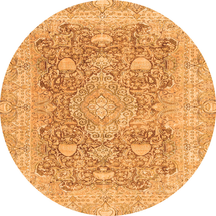 Round Abstract Orange Modern Rug, abs2141org