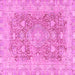 Square Machine Washable Abstract Pink Modern Rug, wshabs2141pnk