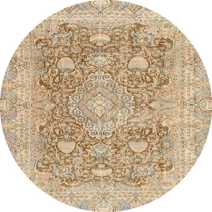 Round Machine Washable Abstract Orange Brown Rug, wshabs2141
