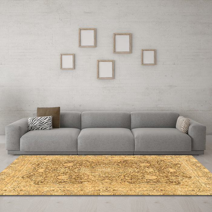 Machine Washable Abstract Brown Modern Rug in a Living Room,, wshabs2141brn