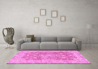 Machine Washable Abstract Pink Modern Rug, wshabs2141pnk