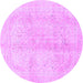 Round Machine Washable Abstract Purple Modern Area Rugs, wshabs2142pur