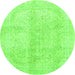 Round Abstract Green Modern Rug, abs2142grn