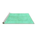 Sideview of Machine Washable Abstract Turquoise Modern Area Rugs, wshabs2142turq