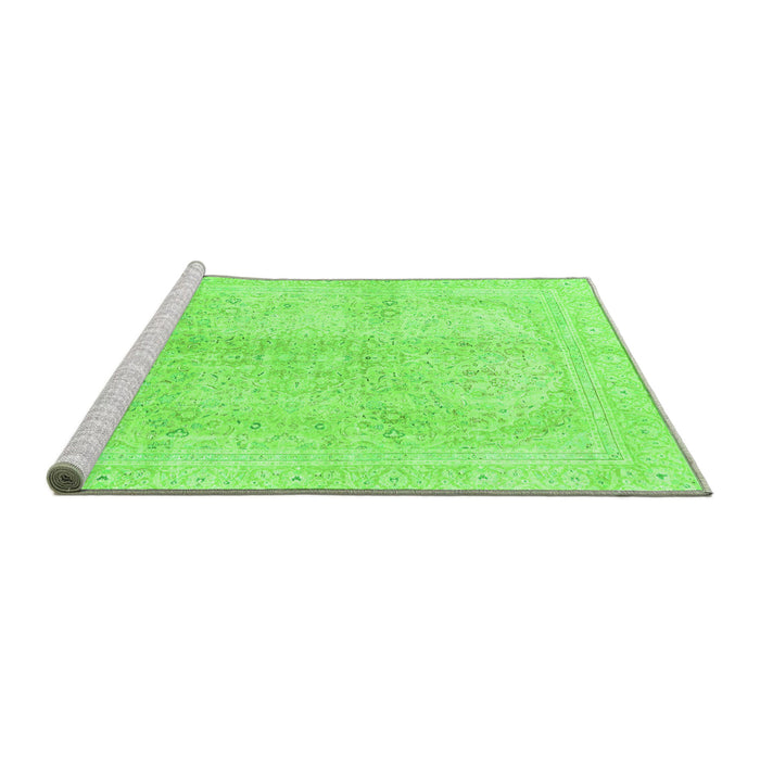 Sideview of Machine Washable Abstract Green Modern Area Rugs, wshabs2142grn