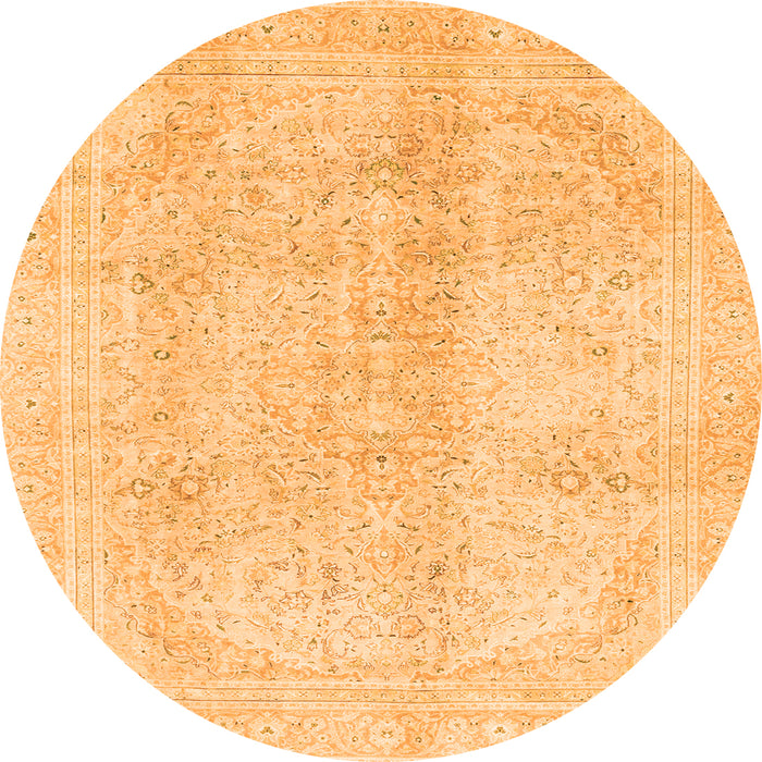Round Abstract Orange Modern Rug, abs2142org