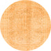 Round Abstract Orange Modern Rug, abs2142org