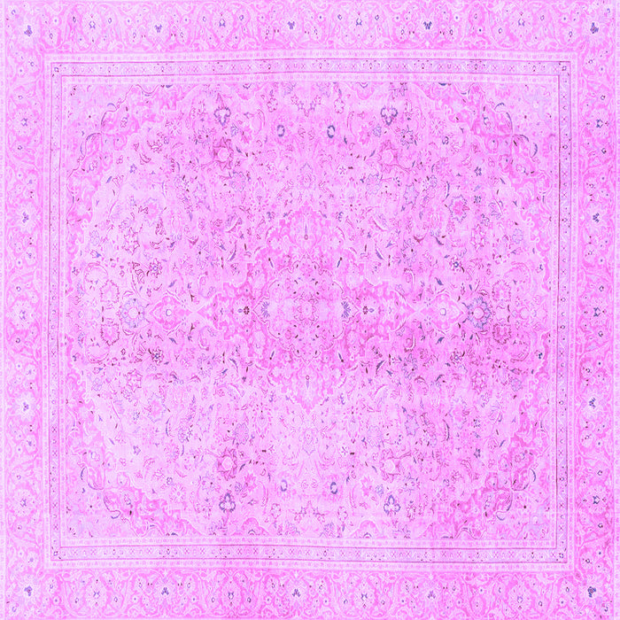Square Machine Washable Abstract Purple Modern Area Rugs, wshabs2142pur