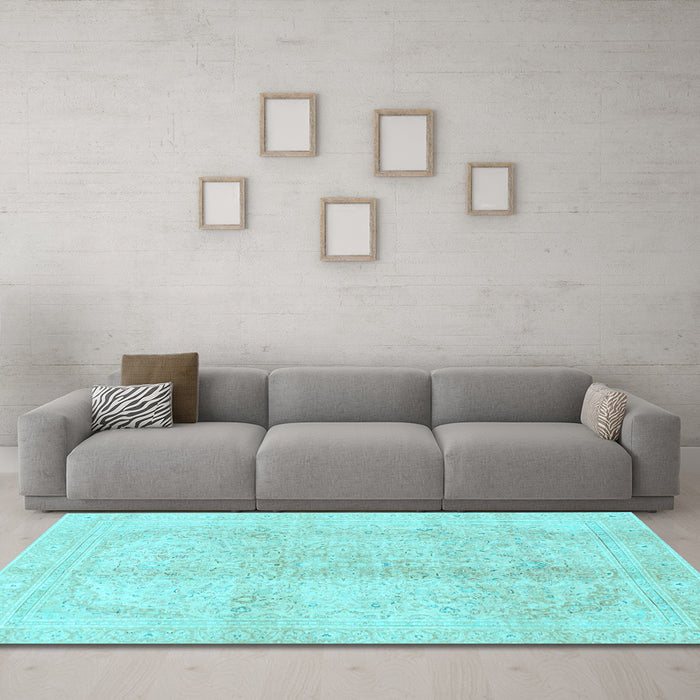 Machine Washable Abstract Light Blue Modern Rug in a Living Room, wshabs2142lblu
