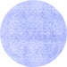 Round Abstract Blue Modern Rug, abs2142blu