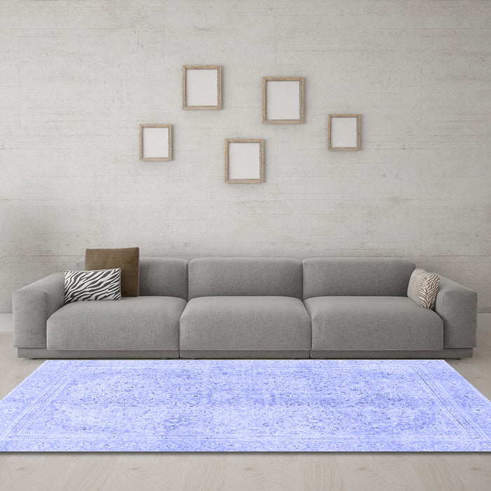 Machine Washable Abstract Blue Modern Rug in a Living Room, wshabs2142blu