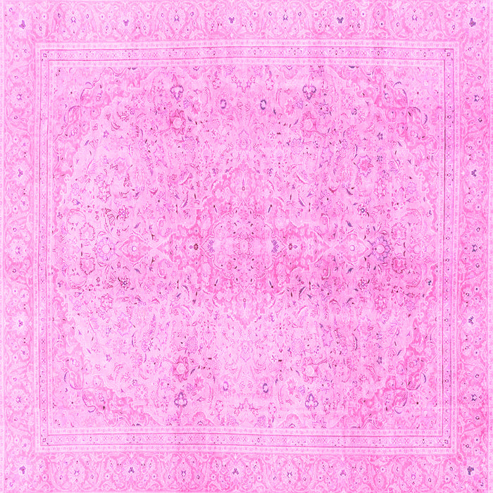 Square Machine Washable Abstract Pink Modern Rug, wshabs2142pnk