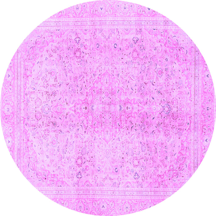 Round Abstract Purple Modern Rug, abs2142pur