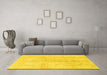 Machine Washable Abstract Yellow Modern Rug in a Living Room, wshabs2142yw