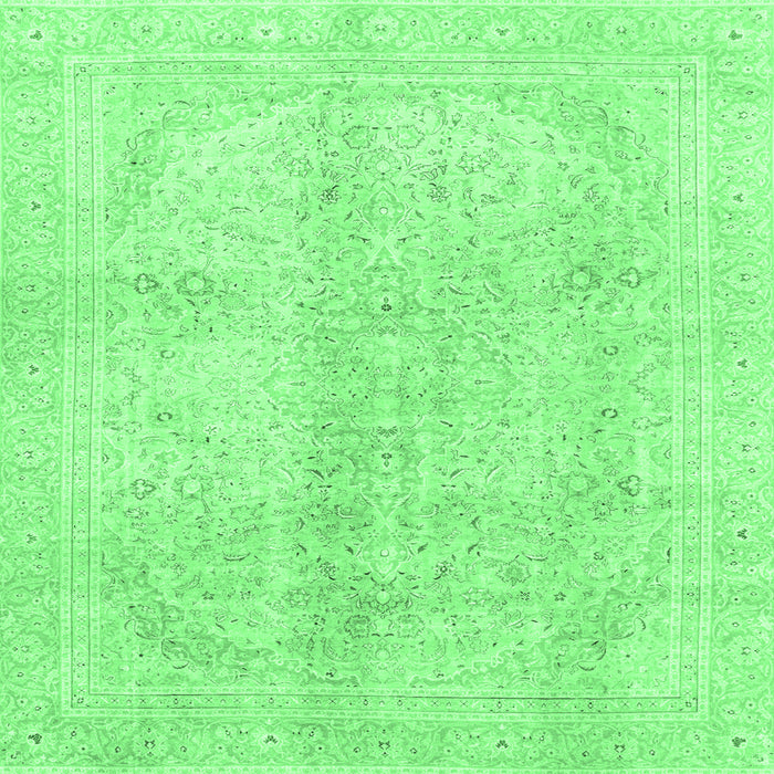 Square Abstract Emerald Green Modern Rug, abs2142emgrn