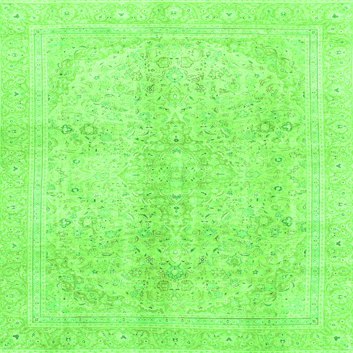 Square Machine Washable Abstract Green Modern Area Rugs, wshabs2142grn