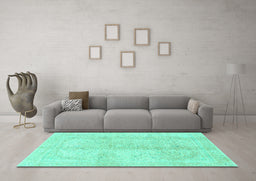 Machine Washable Abstract Turquoise Modern Area Rugs in a Living Room,, wshabs2142turq