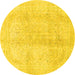 Round Abstract Yellow Modern Rug, abs2142yw