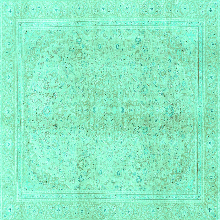 Square Machine Washable Abstract Turquoise Modern Area Rugs, wshabs2142turq