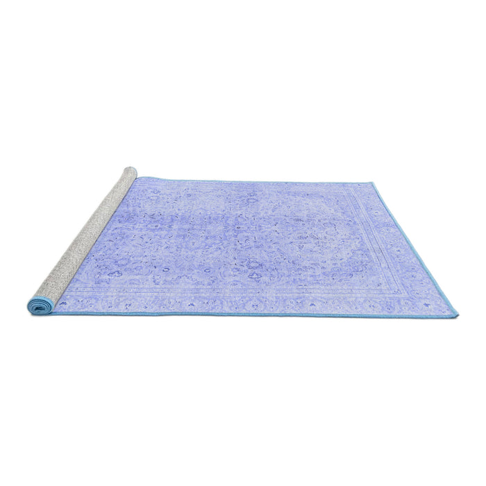Sideview of Machine Washable Abstract Blue Modern Rug, wshabs2142blu
