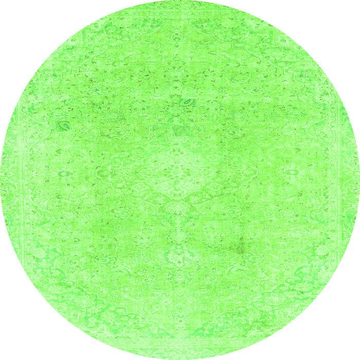 Round Abstract Green Modern Rug, abs2143grn