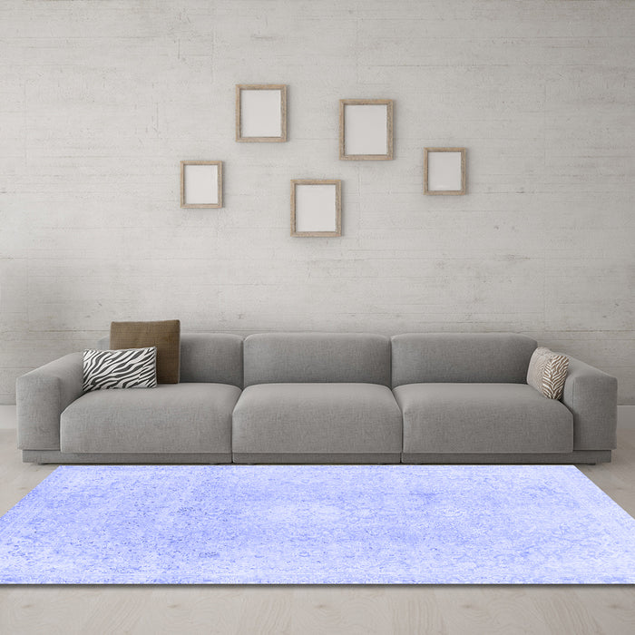 Machine Washable Abstract Blue Modern Rug in a Living Room, wshabs2143blu