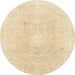 Round Machine Washable Abstract Khaki Gold Rug, wshabs2143