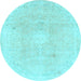 Round Machine Washable Abstract Light Blue Modern Rug, wshabs2143lblu