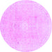 Round Abstract Purple Modern Rug, abs2143pur