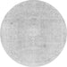 Round Machine Washable Abstract Gray Modern Rug, wshabs2143gry