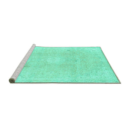 Sideview of Machine Washable Abstract Turquoise Modern Area Rugs, wshabs2143turq