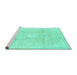 Sideview of Machine Washable Abstract Turquoise Modern Area Rugs, wshabs2143turq