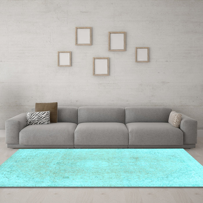 Machine Washable Abstract Light Blue Modern Rug in a Living Room, wshabs2143lblu