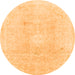 Round Machine Washable Abstract Orange Modern Area Rugs, wshabs2143org