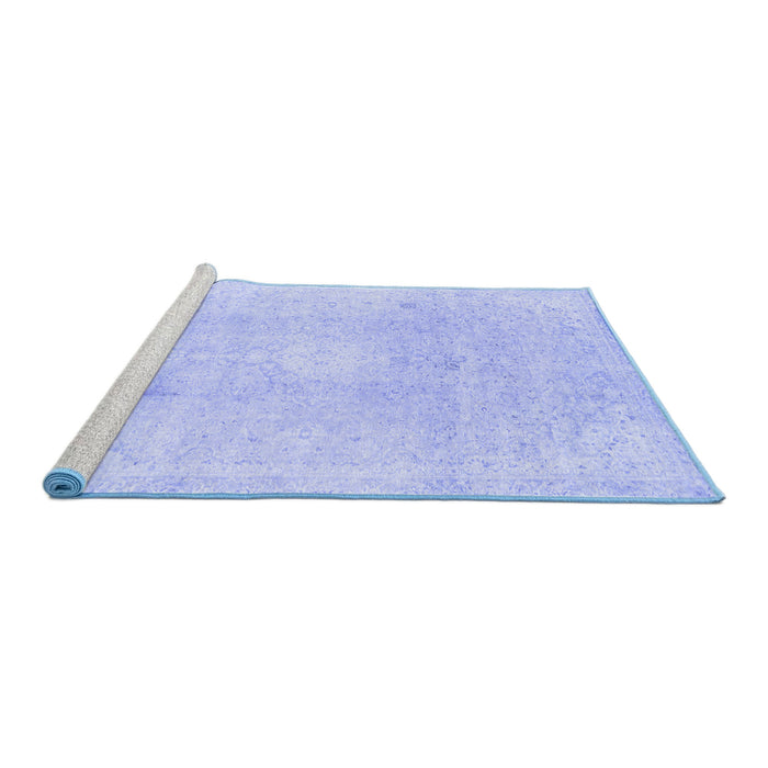 Sideview of Machine Washable Abstract Blue Modern Rug, wshabs2143blu