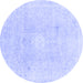 Round Abstract Blue Modern Rug, abs2143blu