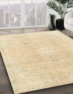 Machine Washable Abstract Khaki Gold Rug in a Family Room, wshabs2143
