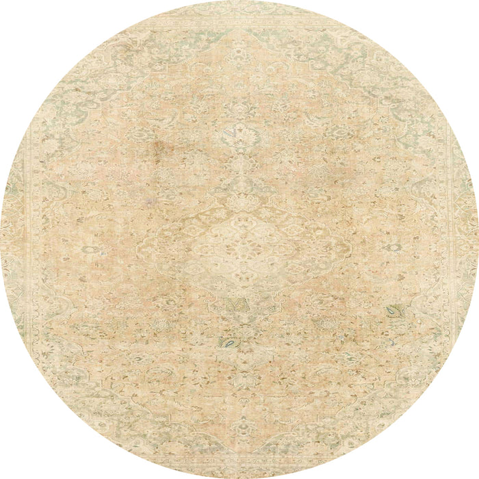Round Abstract Khaki Gold Modern Rug, abs2143