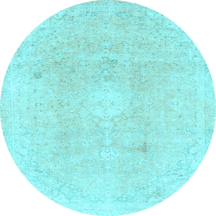 Round Abstract Light Blue Modern Rug, abs2143lblu