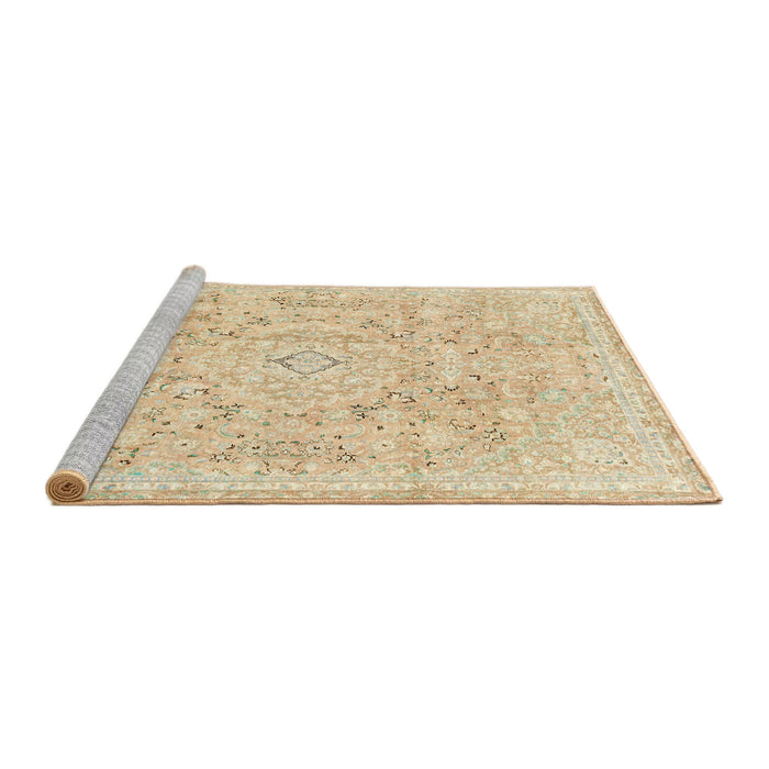 Sideview of Machine Washable Abstract Brown Gold Rug, wshabs2144