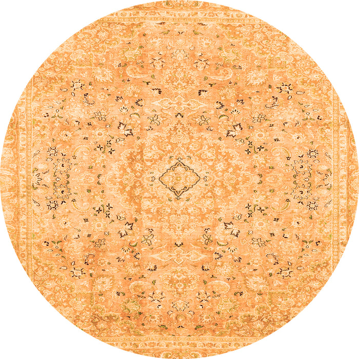 Round Abstract Orange Modern Rug, abs2144org