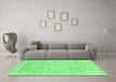 Machine Washable Abstract Emerald Green Modern Area Rugs in a Living Room,, wshabs2144emgrn