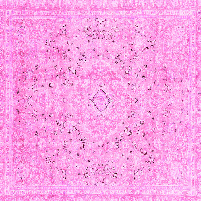 Square Machine Washable Abstract Pink Modern Rug, wshabs2144pnk