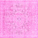 Square Machine Washable Abstract Pink Modern Rug, wshabs2144pnk