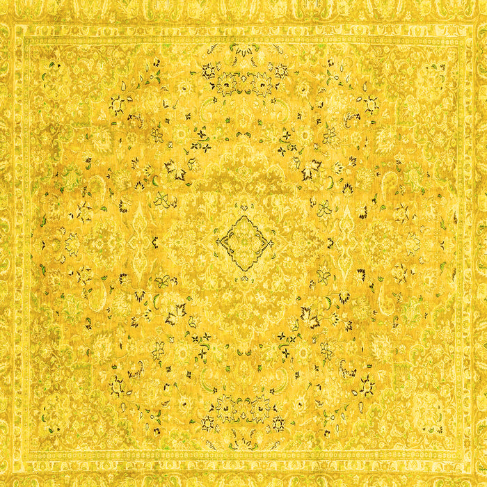 Square Machine Washable Abstract Yellow Modern Rug, wshabs2144yw
