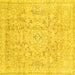 Square Machine Washable Abstract Yellow Modern Rug, wshabs2144yw