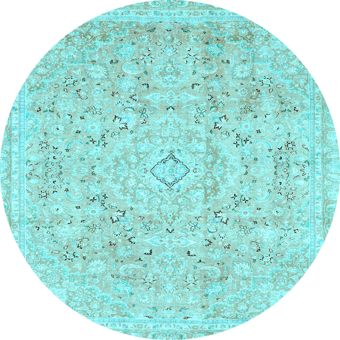 Round Machine Washable Abstract Light Blue Modern Rug, wshabs2144lblu