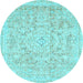 Round Machine Washable Abstract Light Blue Modern Rug, wshabs2144lblu