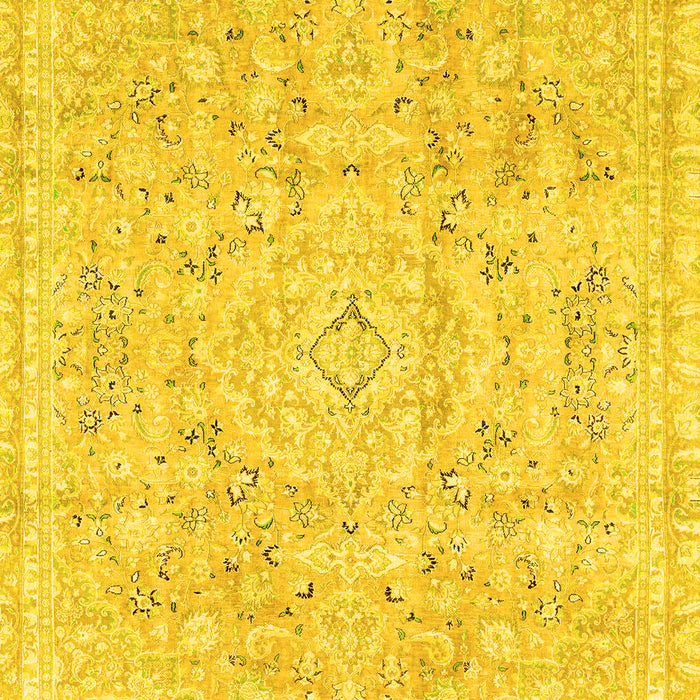 Machine Washable Abstract Yellow Modern Rug, wshabs2144yw